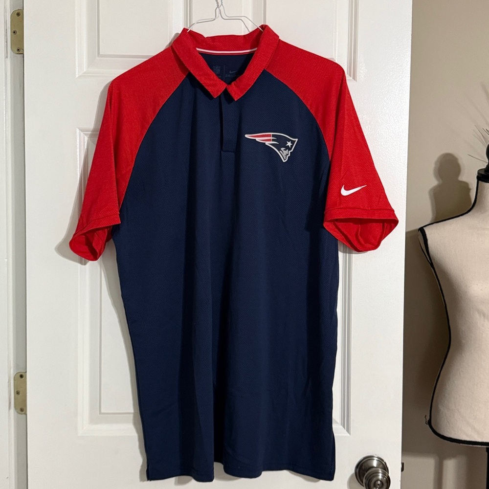 Nike NFL New England Patriots Red and Blue Team Polo Shirt
